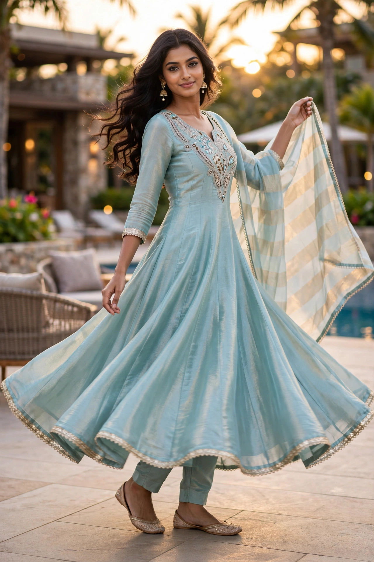 Viscose Rassion Tissue Suit with Organza Dupatta